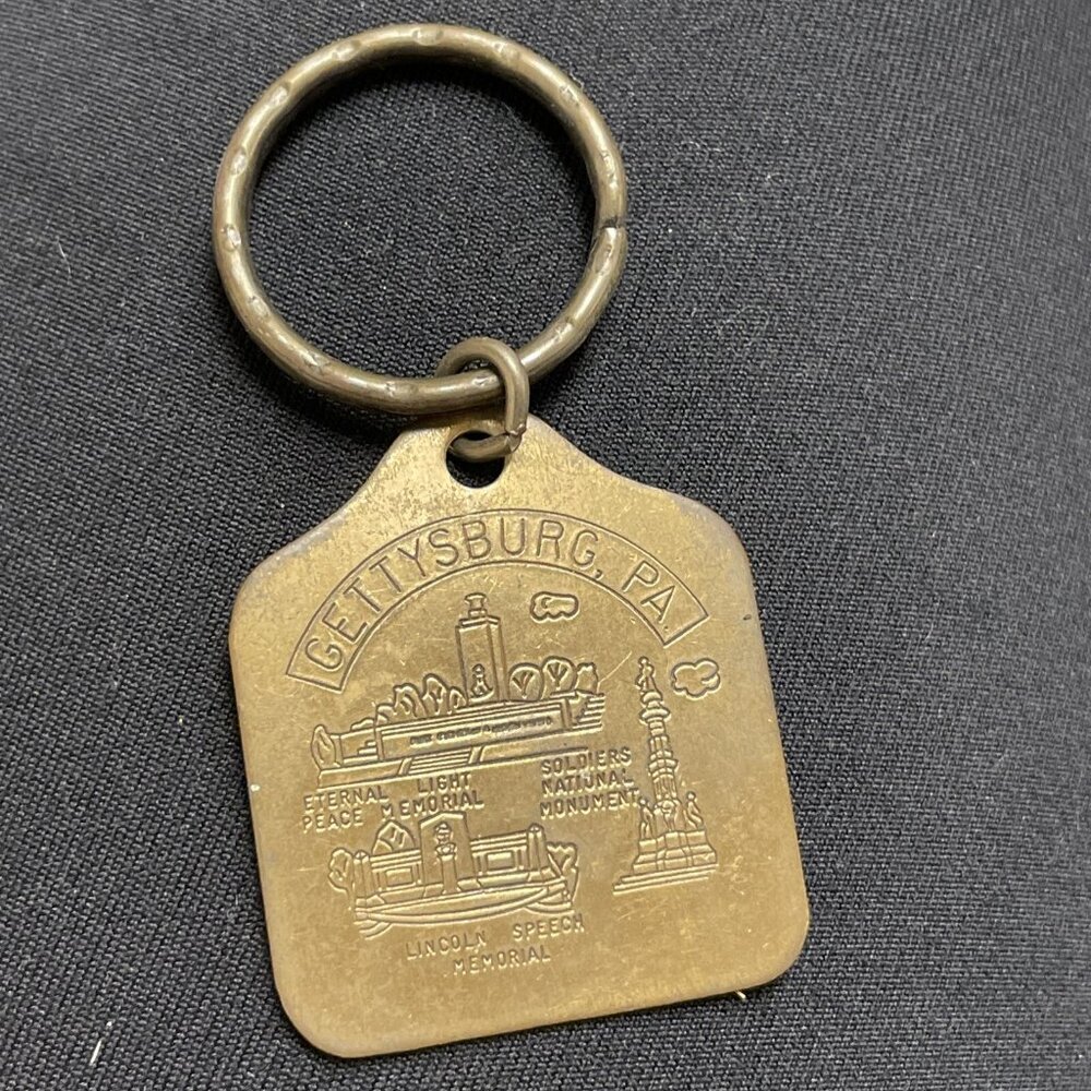 Gettysburg PA Solid Brass Keychain Memorial Monument Vintage Rare